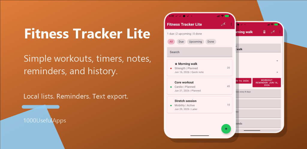 Fitness Tracker Lite app screen