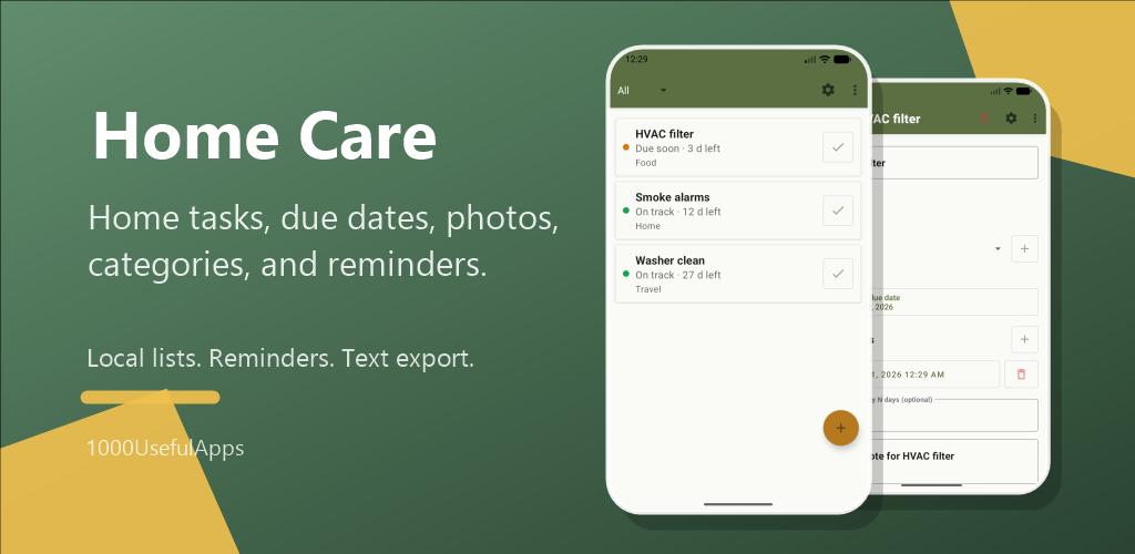 Home Care app screen