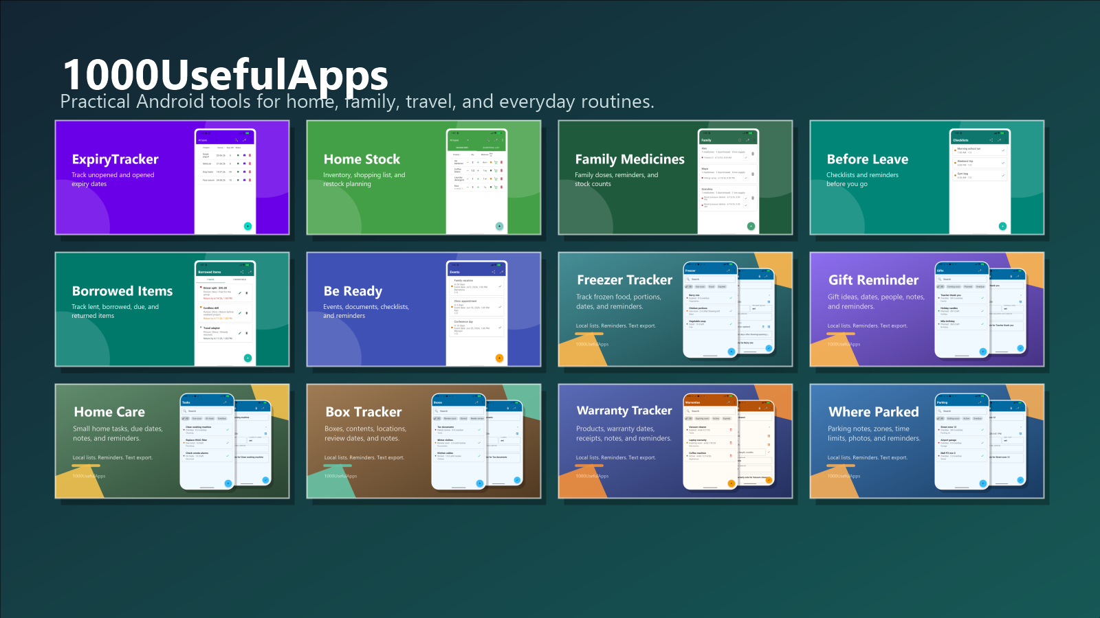 Selection of 1000UsefulApps Android products